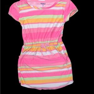 ☠️5/$20☠️KIDGETS | GIRLS SHORT SLEEVE POCKETED STRIPED CREW NECK DRESS 3T